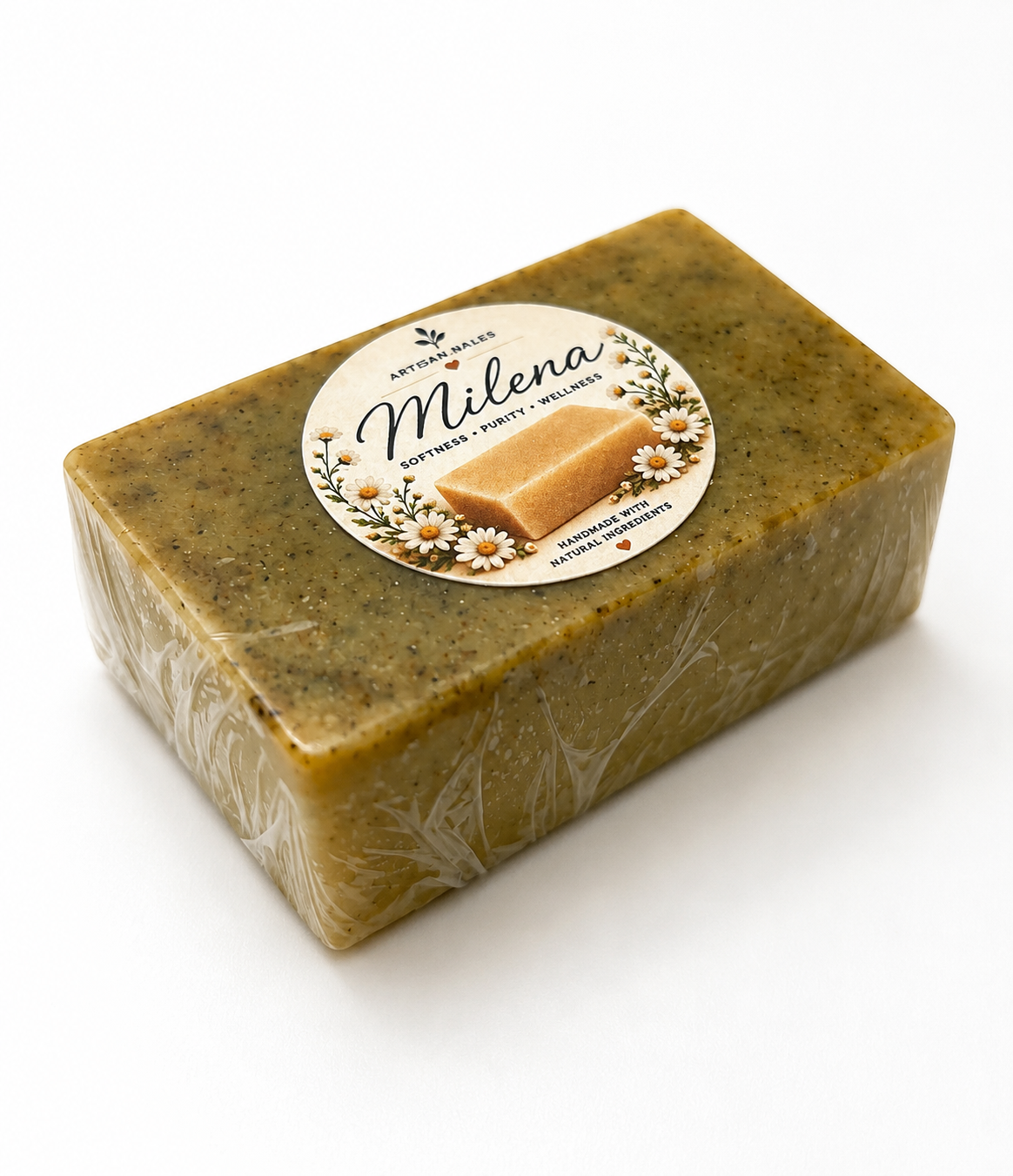 Jabón artesanal MILENA a base de Manzanilla, Avena y Caléndula